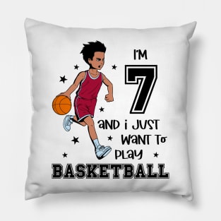 Boy plays basketball - I am 7 Pillow