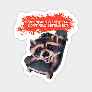 Skateboarding Raccoon Magnet