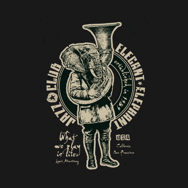 Jazz Club Elegant Elephant by dailycreativo