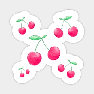 Cherry illustration sticker, summer fruit Magnet