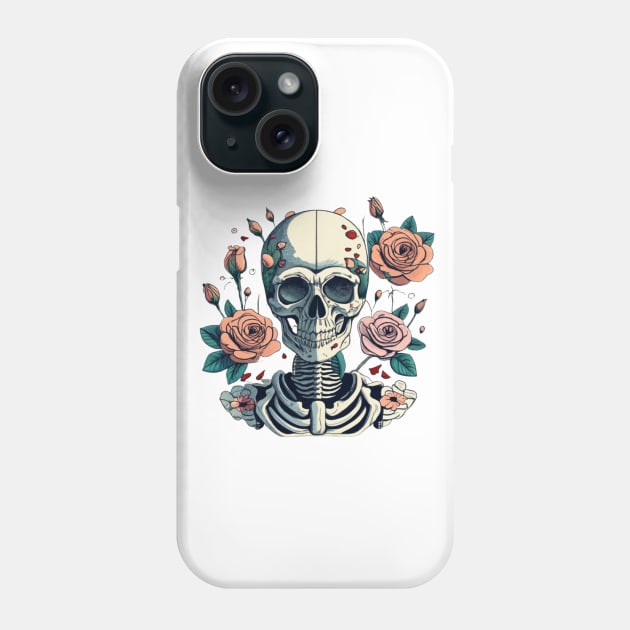 Skull and Roses Phone Case by Nrollco