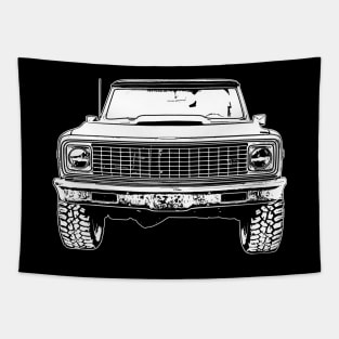 White Chevy K5 Blazer Sketch Art Tapestry