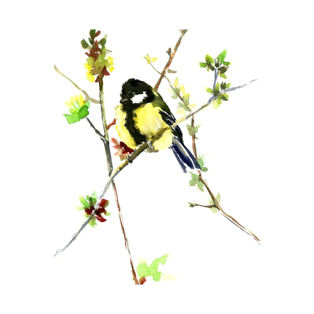 Great Tit Watercolor Bird by surenart