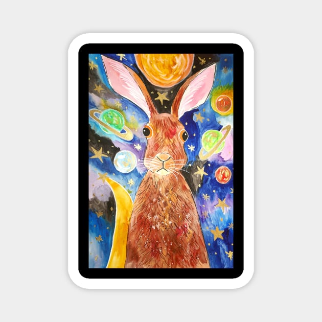 Hare among the Planets and the stars Magnet by Casimirasquirkyart