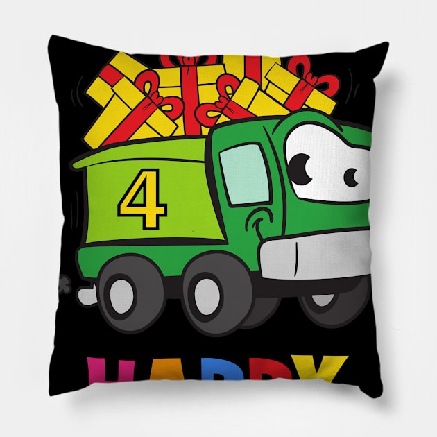 4th Birthday Party 4 Year Old Four Years Pillow by KidsBirthdayPartyShirts