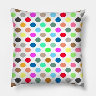Colorful Polka Dots on White Background - Seamless Pattern Pillow