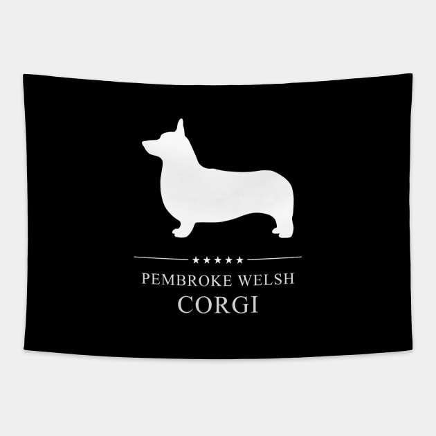 Pembroke Welsh Corgi Dog White Silhouette Tapestry by millersye