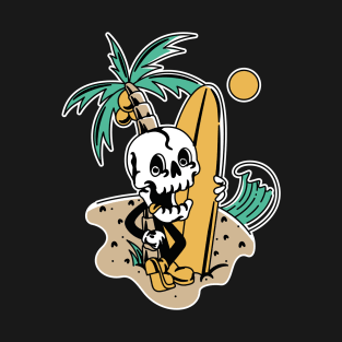 Surfer Skull Funny Man T-Shirt