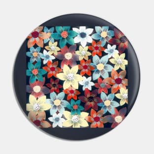 Colorful Floral Scarlet Pimpernel Garden Pattern Pin