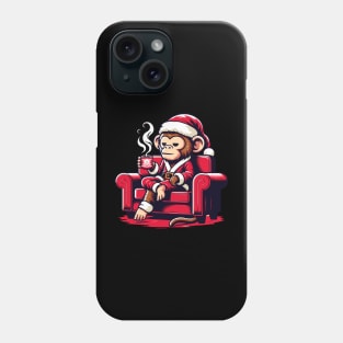 Monkey Drinking Coffee Christmas Phone Case