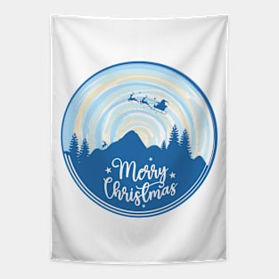 Christmas landscape in blue color Tapestry