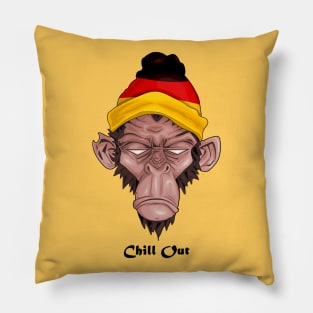 Chill Out ( Drawing For A Monkey With A German Flag ) ( Deutsch ) Pillow