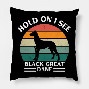 Hold On I See a Black Great Dane Pillow