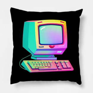Vintage Computer Retro Colorful Pillow