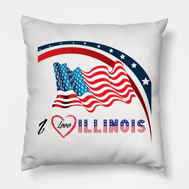 i love illinois Pillow by Print On Demand✅