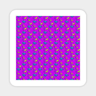 Neon Colored Floral Stripes Magnet