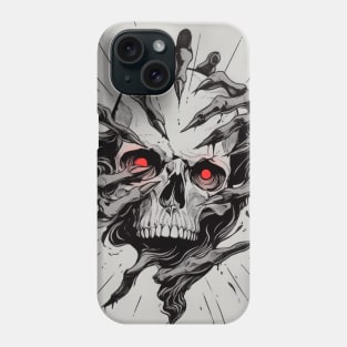 An Ink Illustration of a Skull Phone Case