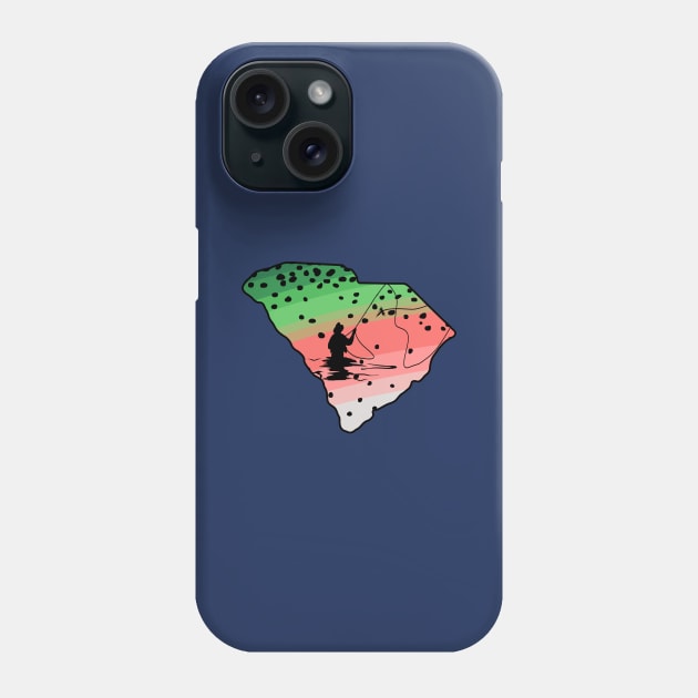 Rainbow Trout Fly Fish South Carolina State Map Fly Fishing Fisherman Gifts Phone Case by TeeCreations