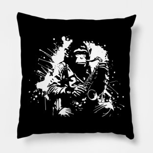 monkey playing saxophone Pillow