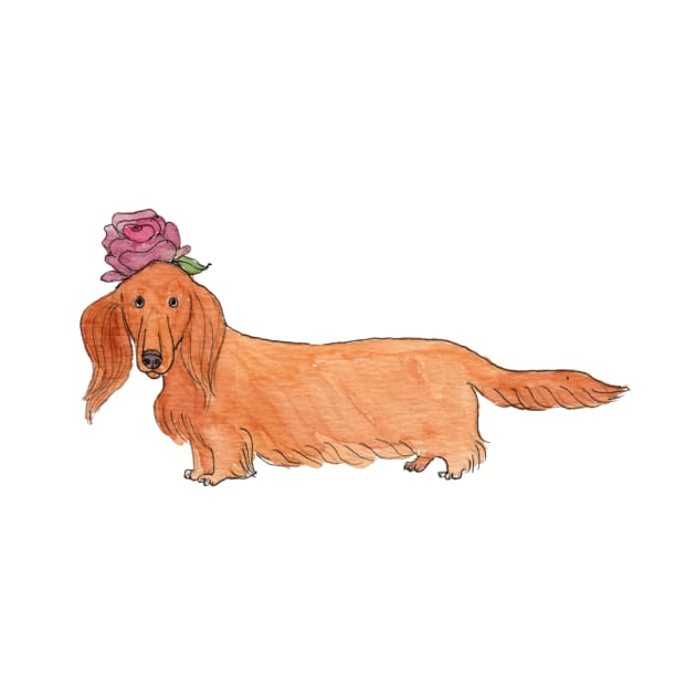 Dachshund with flower by doggyshop