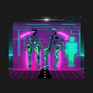 Synthwave Neon Robotic Graphic T-Shirt