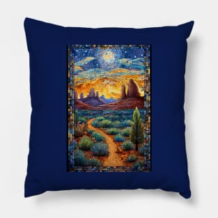 Desert Dreams: Celestial Stained-Glass Wonders Pillow