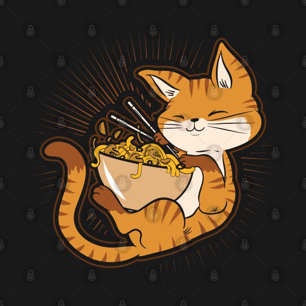 Kawaii Anime Cat Japanese Ramen noodles by aneisha