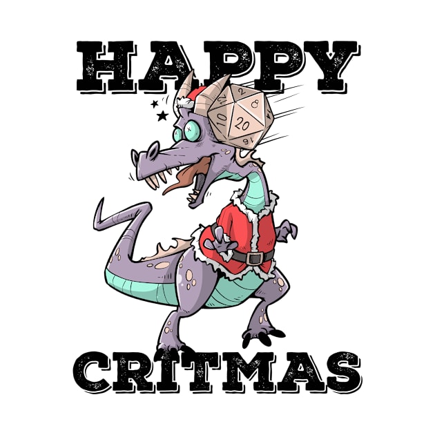 Critical Hit D20 Dice RPG Meme PnP Dragon Happy Critmas Gift by TellingTales