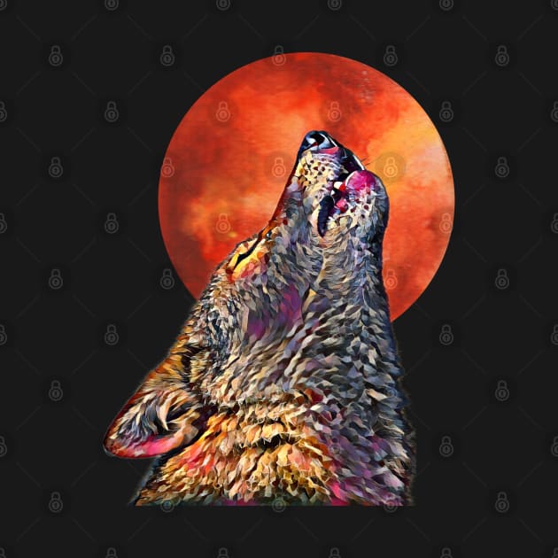Gray Wolf Howling at The Moon by Unboxed Mind of J.A.Y LLC 