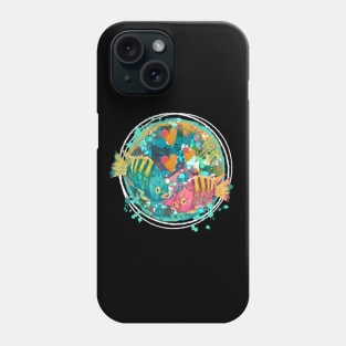 Pink and Blue Tropical Saltwater Fish with a Painterly Artistic Background Phone Case