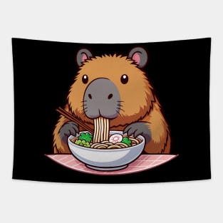 Capybara Eating Ramen Tapestry