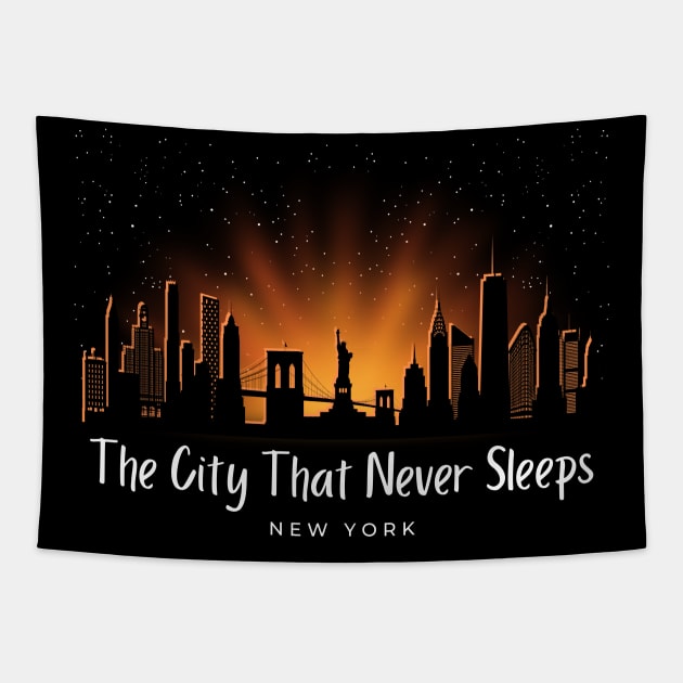 The City That Never Sleeps Tapestry by Kenny The Bartender's Tee Emporium