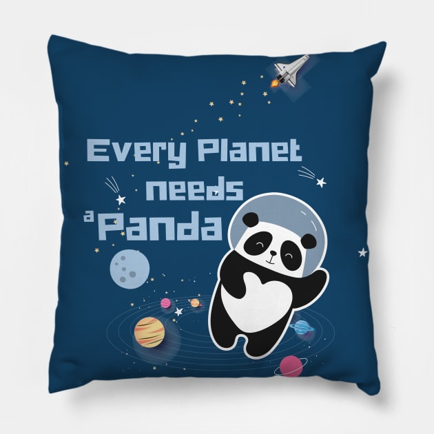 Every planet needs a panda astronaut panda Pillow by Ribsa