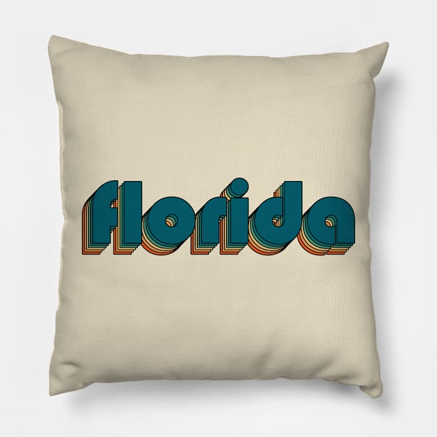 Florida // Florida Retro Rainbow Typography Style // 70s Pillow by Vincentstore.id