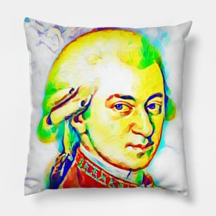 Wolfgang Amadeus Mozart Colourful Portrait | Wolfgang Amadeus Mozart Artwork 6 Pillow