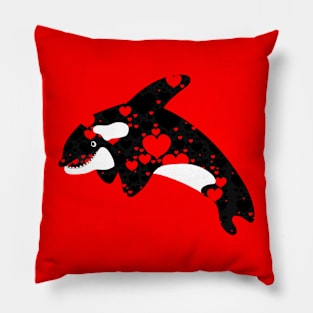 Orca Whale Hearts Pillow