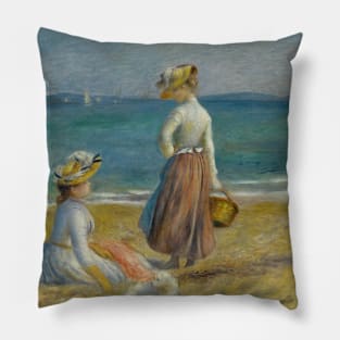 Figures on the Beach by Auguste Renoir Pillow