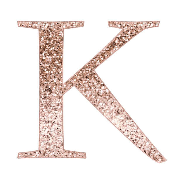 K rose gold glitter monogram letter by RoseAesthetic