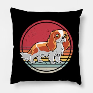 Cavalier King Charles Spaniel Retro Vintage Pillow