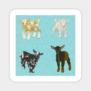 Baby Goats Pattern Blue Magnet