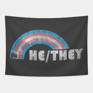 Grunge Transgender Pride - He/They Pronouns Tapestry