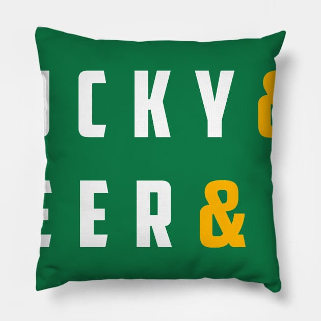 St. Patrick's Day  - PEACE & LUCKY & BEER & KISS ME! Pillow by guicsilva@gmail.com