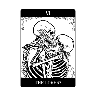 The Lovers Tarot Card Occult Gothic Skeleton Halloween Skull T-Shirt