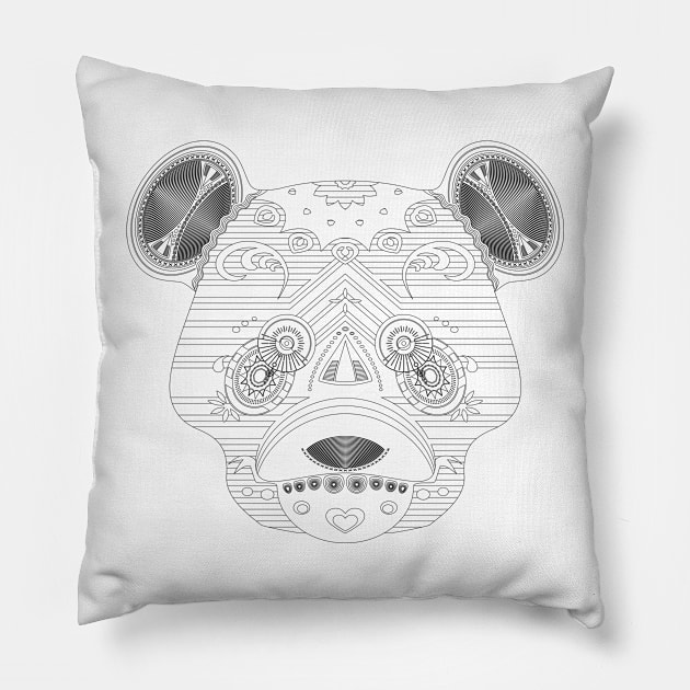 geo panda bear Pillow by asyrum