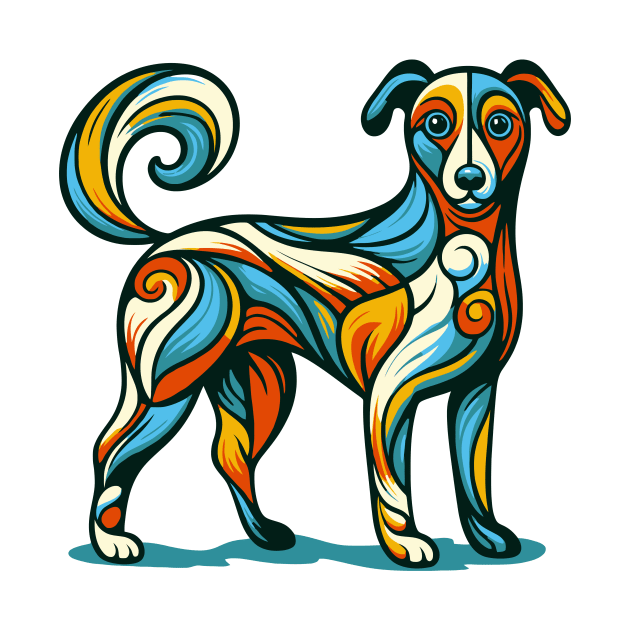 Pop art dog illustration. cubism illustration of a dog by gblackid