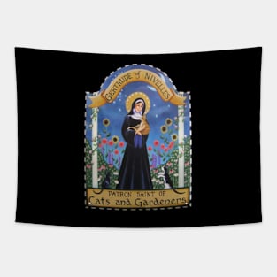 St. Gertrude of Nivelles Patron Saint of Cats Lovers Tapestry