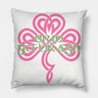 Erin Go Bragh - Knotwork Shamrock (pink) Pillow