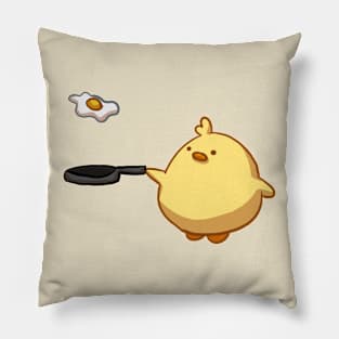 Cute Chick Fry Egg For Breakfast Pillow