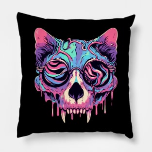 Cat skull goth pastel Pillow