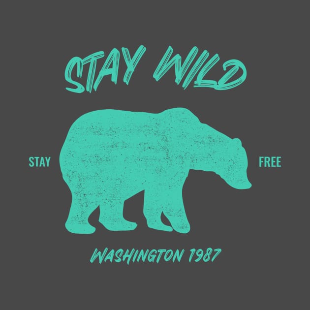 Stay Wild Washington State Bear by Tip Top Tee's